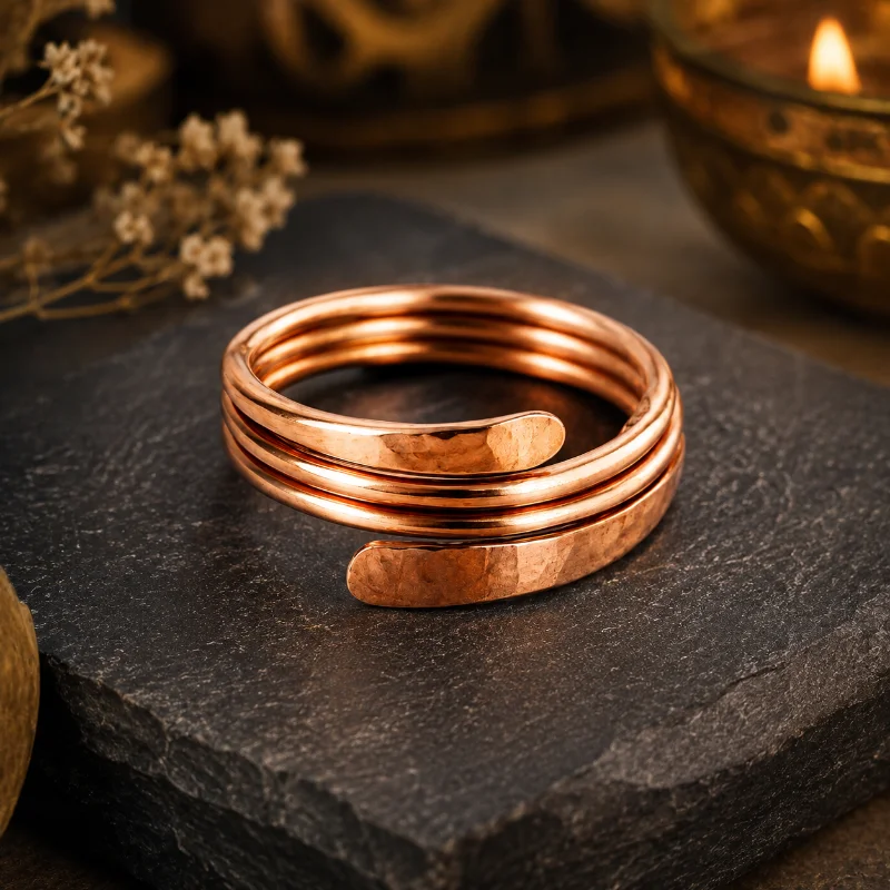 Ekagrata Copper Ring – Sacred Shiva-Blessed Pure Copper Ring for Peace, Concentration, Mental Clarity, Positive Energy & Spiritual Balance