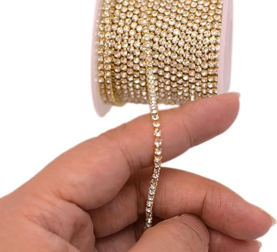 Golden Stone Chain For Embroidery, Jewelry making - 5 Mtr