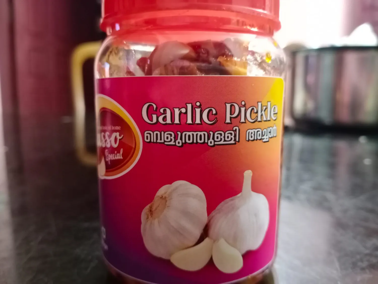 Garlic pickle. The Real Taste of Kerala Homemade special Garlic pickle (വെളുത്തുള്ളിഅച്ചാർ)- 200g, 400g | Natural & Organic Homemade Garlic Pickle | Garlic Achar