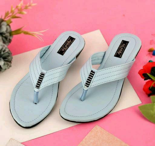 Fashion Feet Handmade Flat Casual Flip-Flop Solid Pattern Women Sandals Sky Blue Colour | Fashion Feet Ladies Chappals | Slipper For Girls | Ladies Slippers | Women Footwear