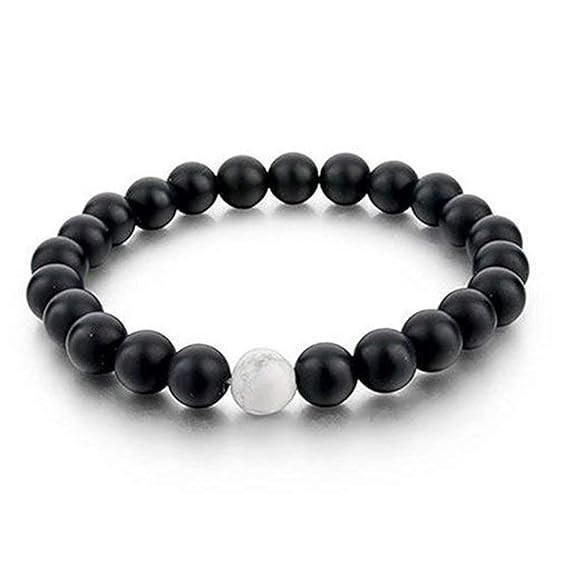 Adjustable Multi Style Bracelet Sets Made With Beads For Girls And Boys (Black White)