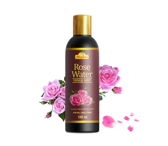 Megha's Rose Water Hydrating Steam Distilled Ayurvedic Toner for Fresh, Dewy Skin | Minimises Pores & Refreshes Skin 100ml