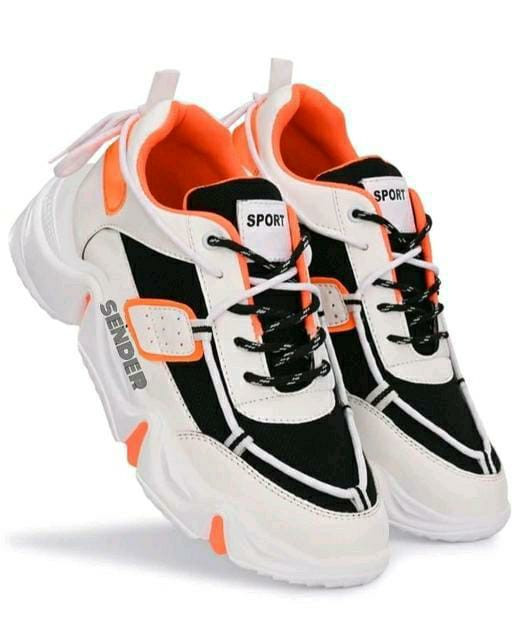 Fashion Feet Modern Stylish Graceful Trendy Men Sports Shoes - Black & Orange Colour | Running Shoe | Walking Shoe | Gym Wear | Outdoor & Party Wear | Office Wear | Daily Wear | Sender Sports Gents Sh