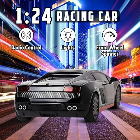 Wembley RC Car High Speed Mini 1:24 Scale USB Rechargeable Remote Control Car for Kids | Racing Car (Black & Red)
