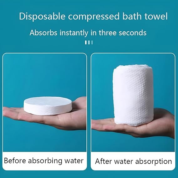 SmartGadgets Magic Bath Towel Tablets for Travel Disposable Quick Dry Compressed Bath Towel Large Portable Beach Washable Lightweight Cotton Big Size Face Towel -(Pack of 3)
