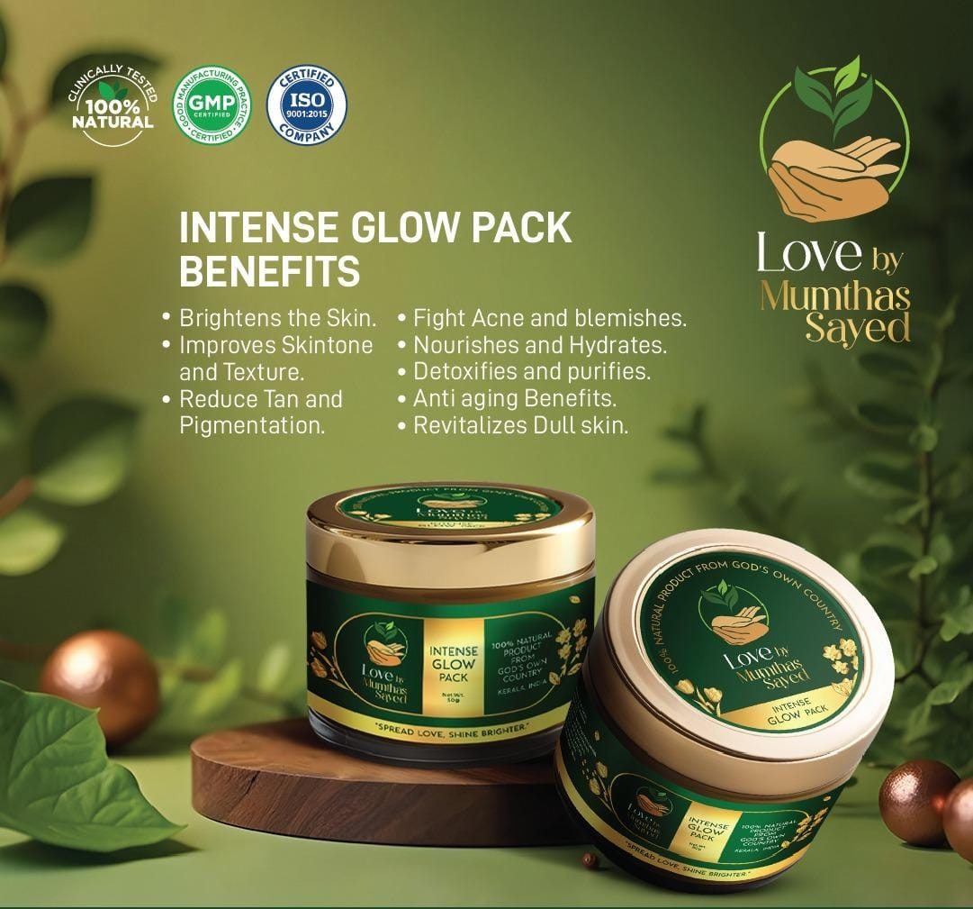 Intense Glow Pack 50g | Love by Mumthas Sayed | 100% Natural Hand Made Skin Care cream | Inspired from Ayurvedic Dermatology | VARNYA GANA herbs | Thriphala