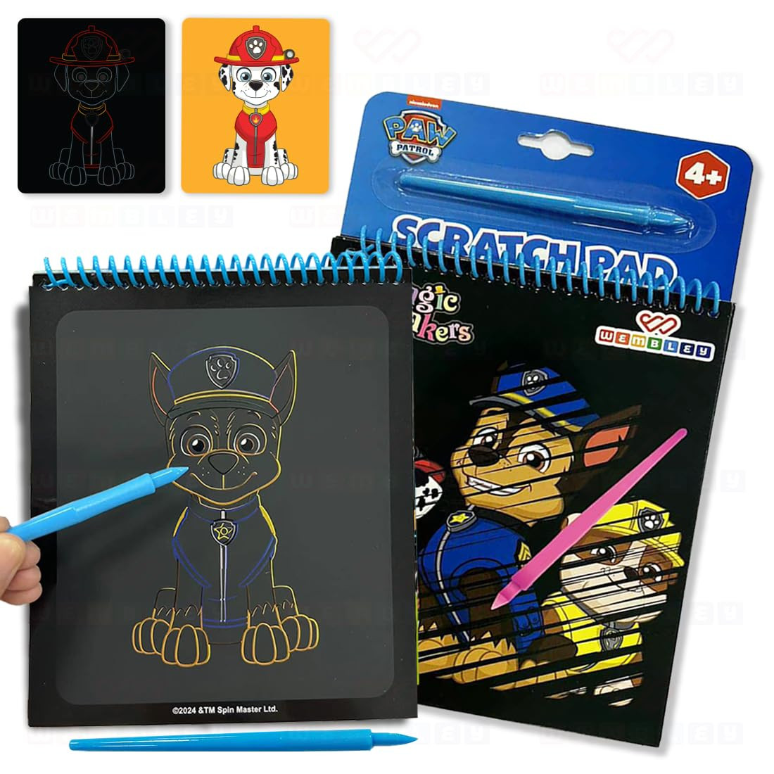Wembley Paw Patrol Scratch Art Book Notepad with All-in-One Activity Quiz Magical Scratch Pad DIY Book with Pen Gift for Boys Girls Ages 4 5 6 7 8 9 Colorful Creative Doodle Scribble Book