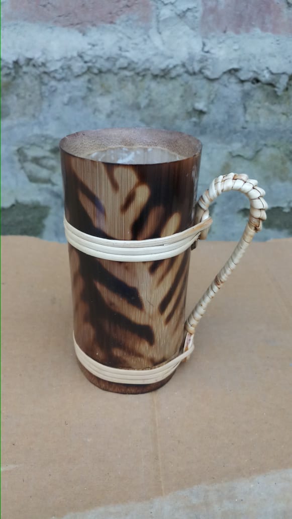 Natural Bamboo Traditional Design Decorative Mug 5 Inch Pack Of 6